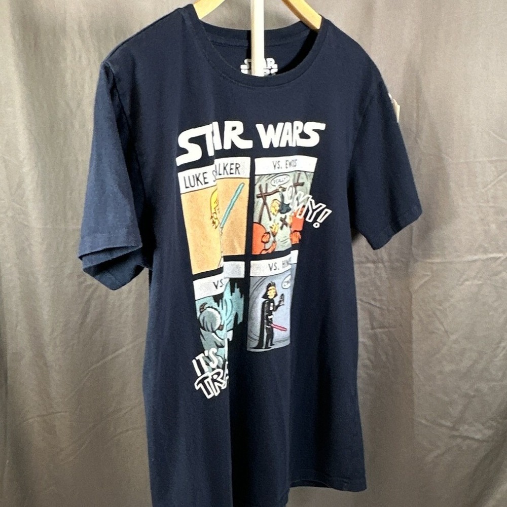 Star Wars Kids Navy Blue Comic Graphic T-Shirt Luke Skywalker C-Life Large - Picture 6 of 8